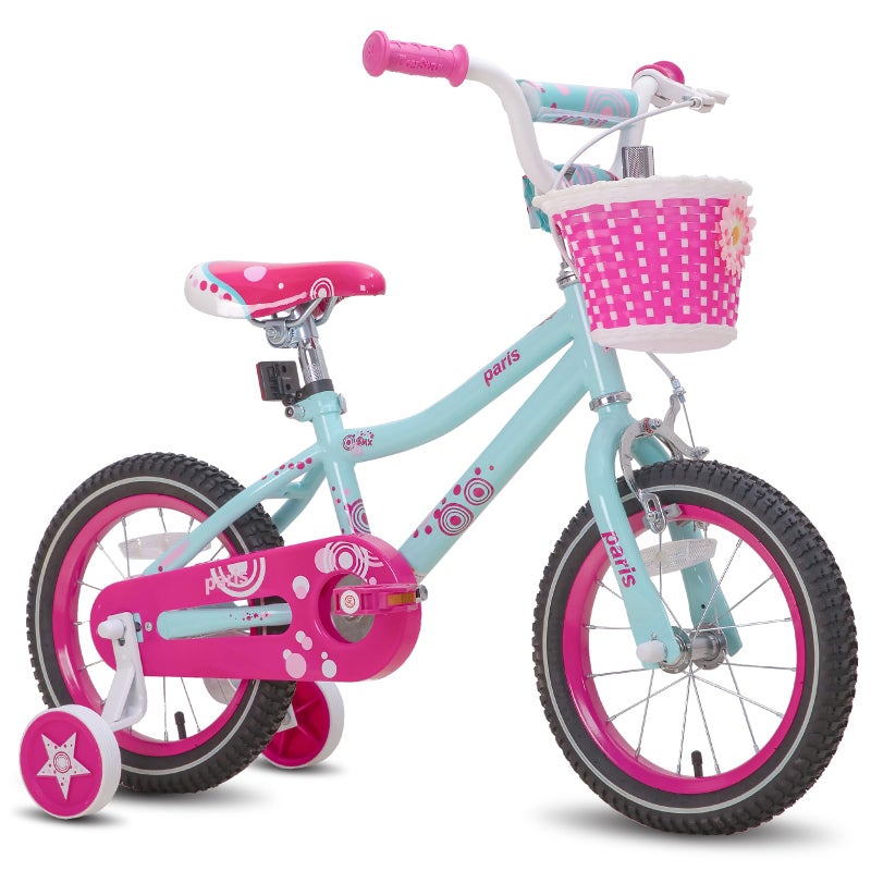 JOYSTAR 14 Inch Girls Bike for 3-5 Years Old Kids Toddler Bike with Training Wheels and Handbrake for Early Rider Birthday Gift Kids' Bicycles Blue - Image 1
